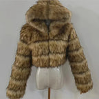 Autumn Furry Cropped Faux Fur Coats Jackets Fluffy Top Coat SS69