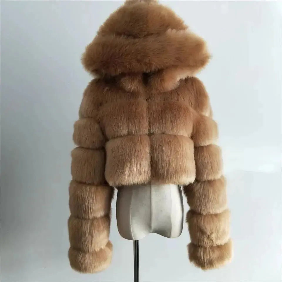 Autumn Furry Cropped Faux Fur Coats Jackets Fluffy Top Coat SS69