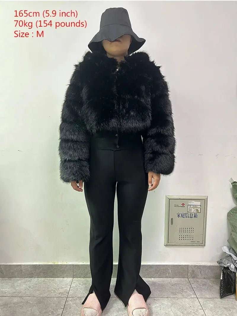 Autumn Furry Cropped Faux Fur Coats Jackets Fluffy Top Coat SS69