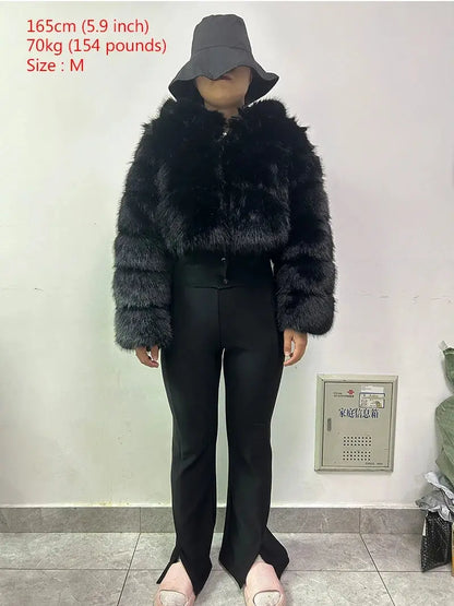 Autumn Furry Cropped Faux Fur Coats Jackets Fluffy Top Coat SS69