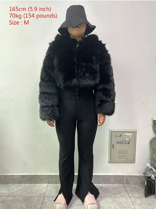 Autumn Furry Cropped Faux Fur Coats Jackets Fluffy Top Coat SS69