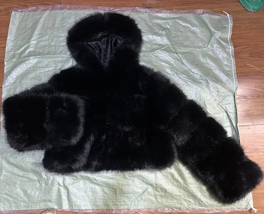 Autumn Furry Cropped Faux Fur Coats Jackets Fluffy Top Coat SS69