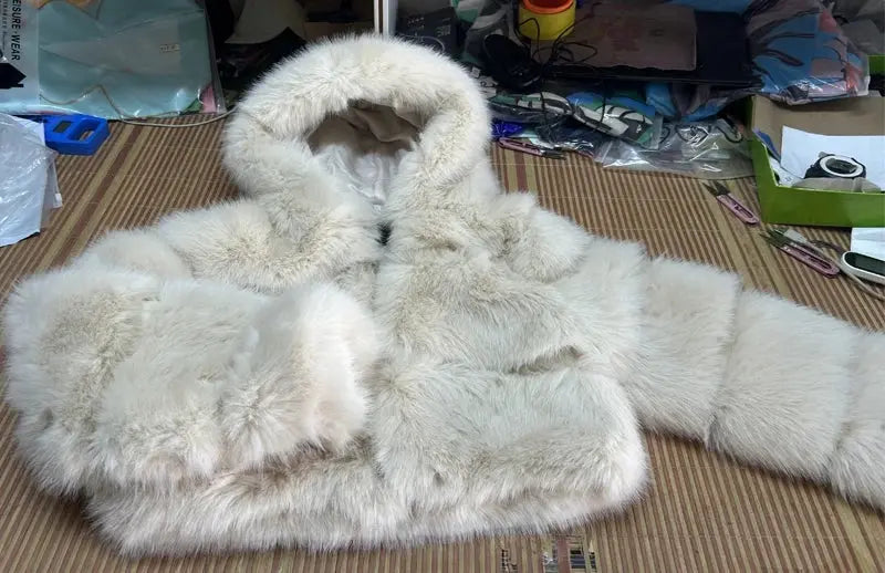 Autumn Furry Cropped Faux Fur Coats Jackets Fluffy Top Coat SS69