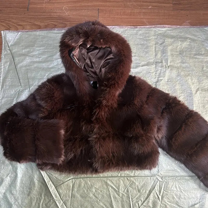 Autumn Furry Cropped Faux Fur Coats Jackets Fluffy Top Coat SS69