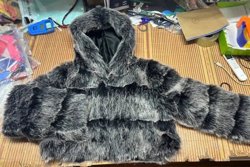 Autumn Furry Cropped Faux Fur Coats Jackets Fluffy Top Coat SS69