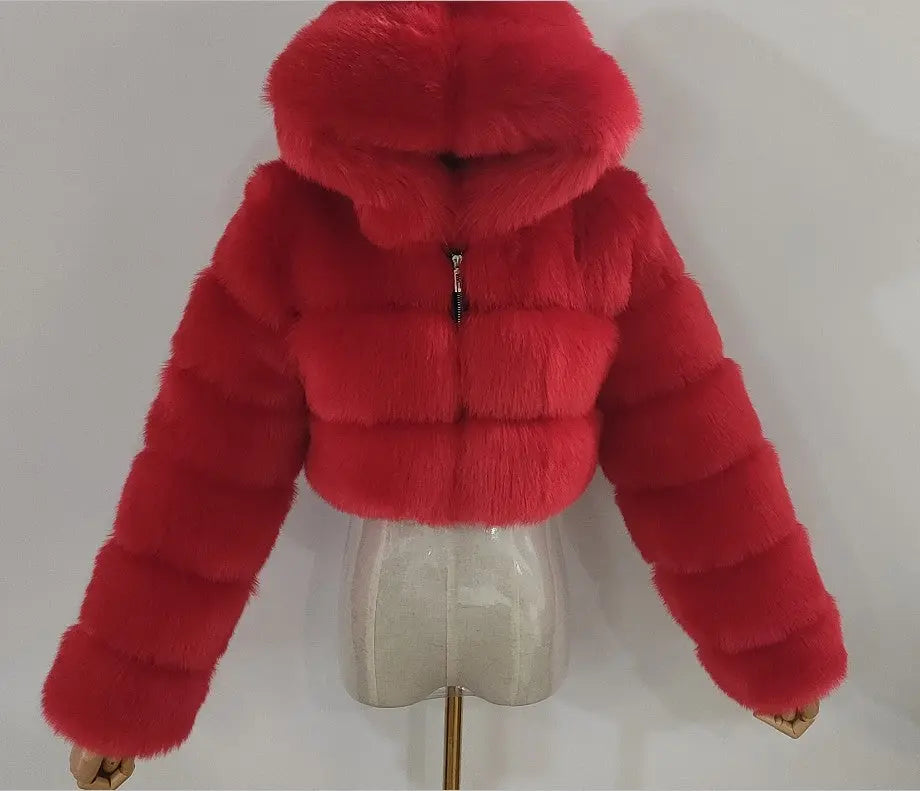 Autumn Furry Cropped Faux Fur Coats Jackets Fluffy Top Coat SS69