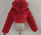Autumn Furry Cropped Faux Fur Coats Jackets Fluffy Top Coat SS69