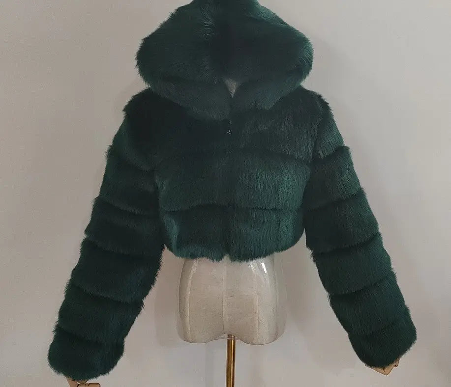 Autumn Furry Cropped Faux Fur Coats Jackets Fluffy Top Coat SS69