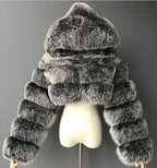 Autumn Furry Cropped Faux Fur Coats Jackets Fluffy Top Coat SS69