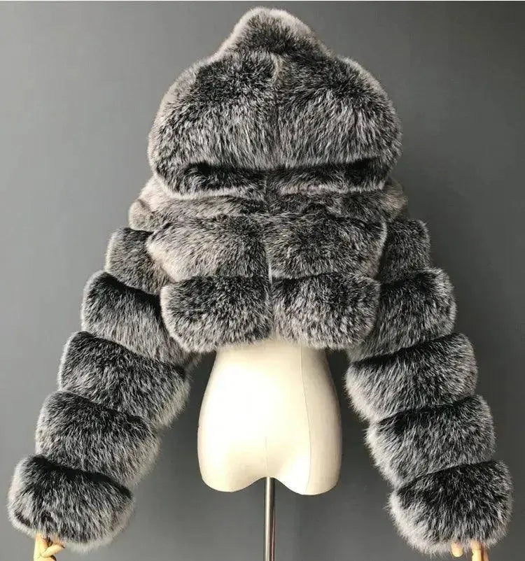 Autumn Furry Cropped Faux Fur Coats Jackets Fluffy Top Coat SS69