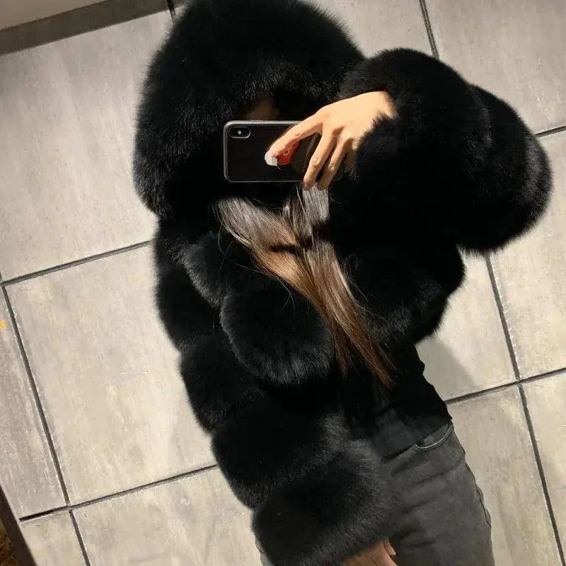 Autumn Furry Cropped Faux Fur Coats Jackets Fluffy Top Coat SS69