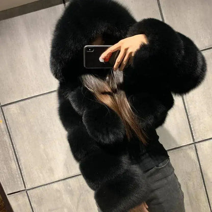 Autumn Furry Cropped Faux Fur Coats Jackets Fluffy Top Coat SS69