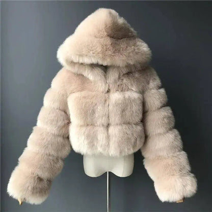 Autumn Furry Cropped Faux Fur Coats Jackets Fluffy Top Coat SS69