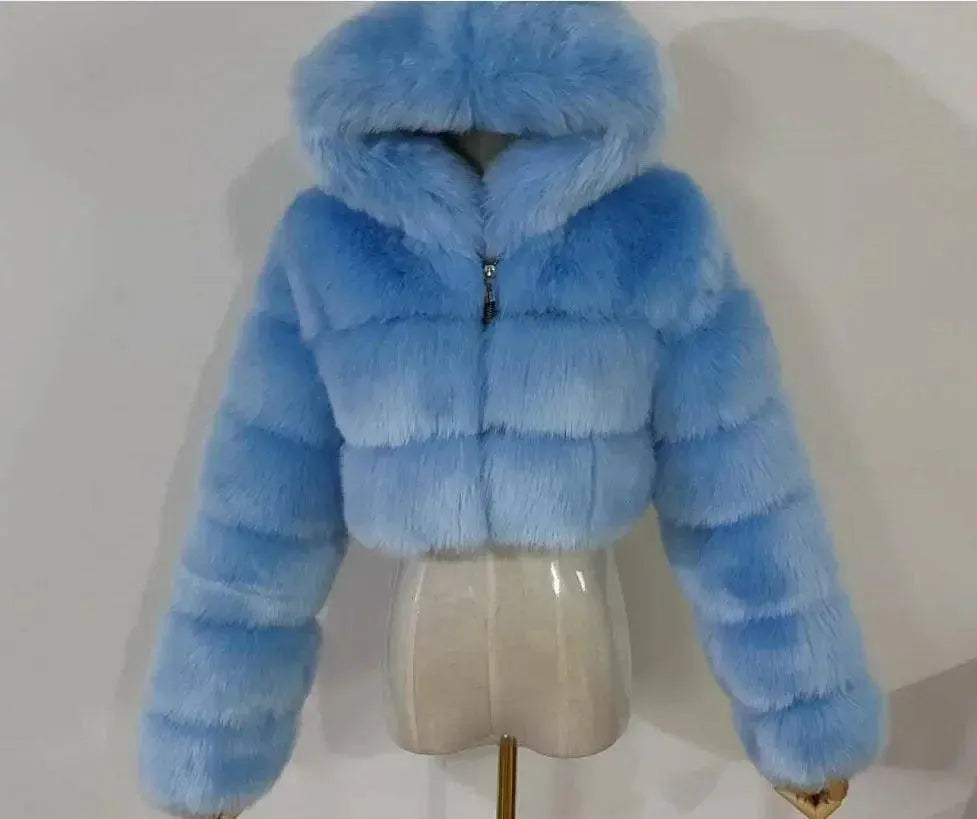 Autumn Furry Cropped Faux Fur Coats Jackets Fluffy Top Coat SS69