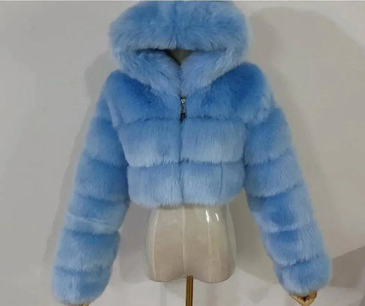 Autumn Furry Cropped Faux Fur Coats Jackets Fluffy Top Coat SS69