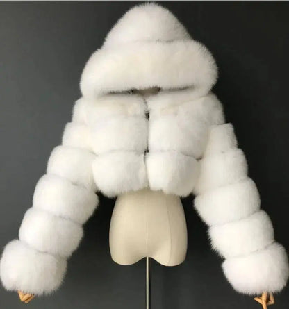 Autumn Furry Cropped Faux Fur Coats Jackets Fluffy Top Coat SS69