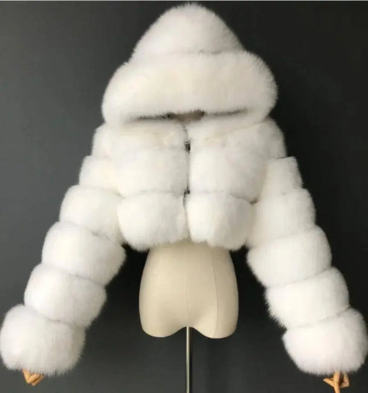 Autumn Furry Cropped Faux Fur Coats Jackets Fluffy Top Coat SS69