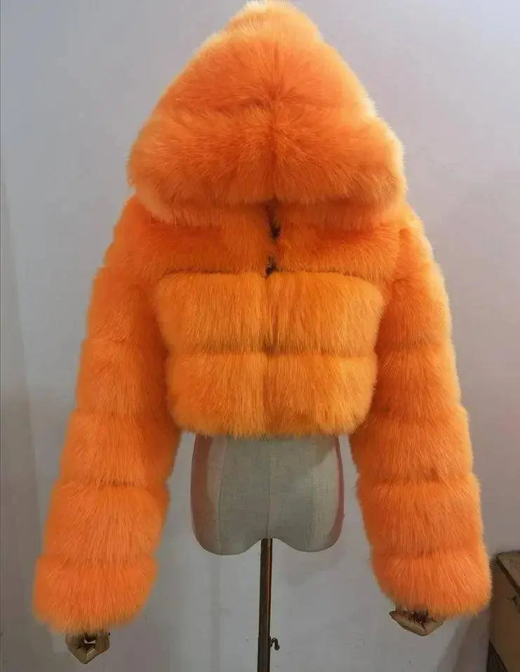 Autumn Furry Cropped Faux Fur Coats Jackets Fluffy Top Coat SS69