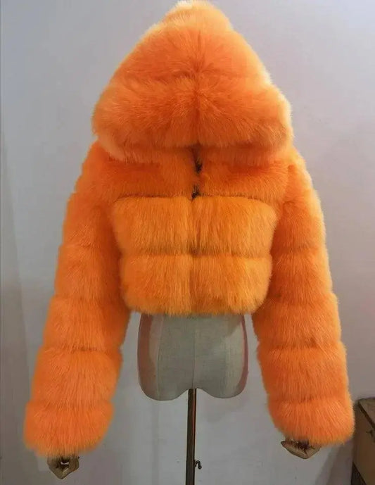Autumn Furry Cropped Faux Fur Coats Jackets Fluffy Top Coat SS69