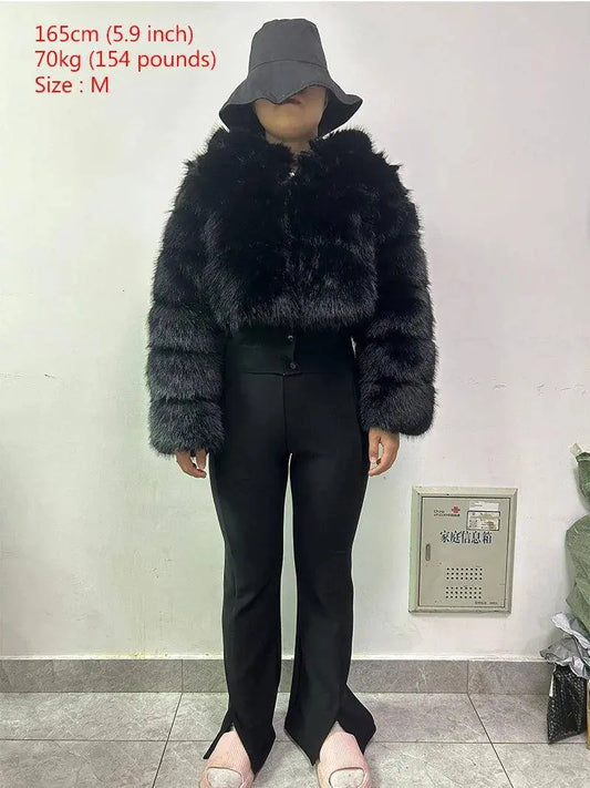 Autumn Furry Cropped Faux Fur Coats Jackets Fluffy Top Coat SS69