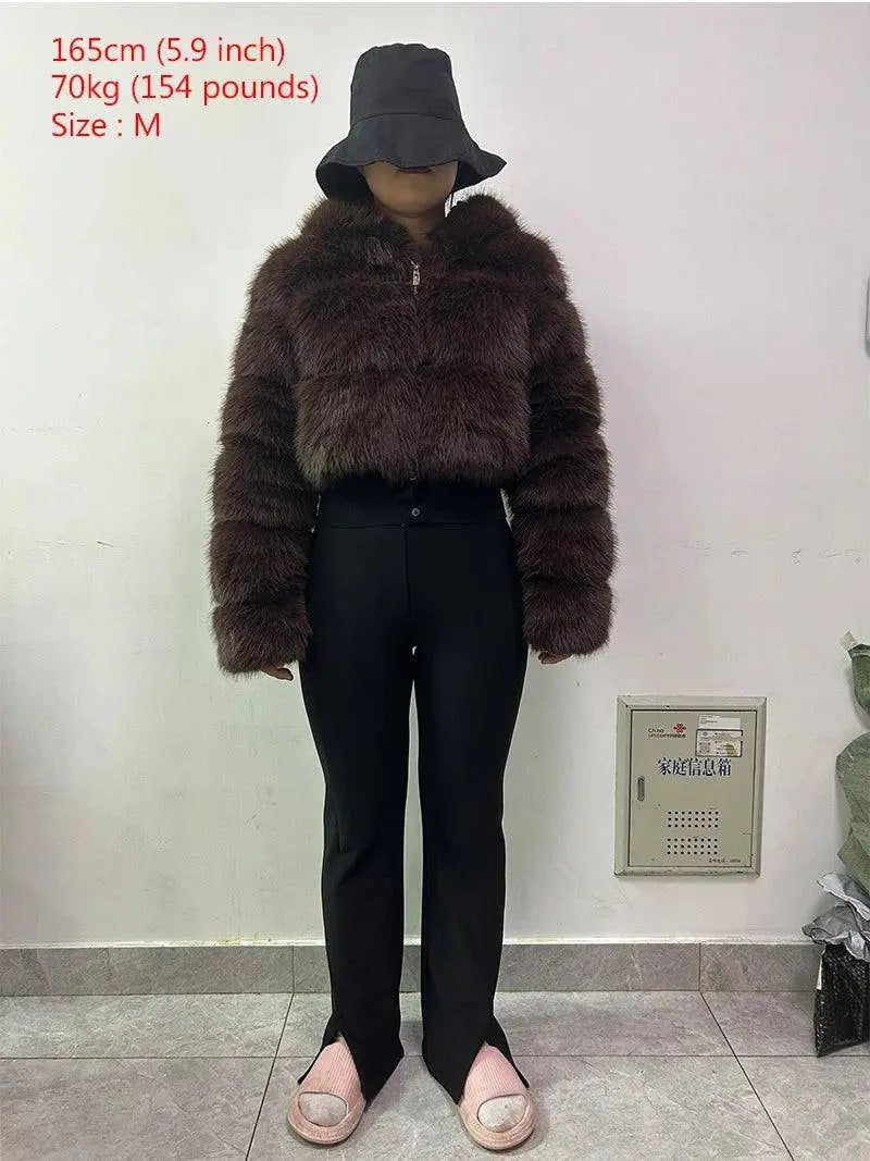Autumn Furry Cropped Faux Fur Coats Jackets Fluffy Top Coat SS69