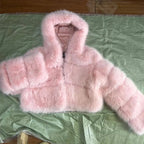 Autumn Furry Cropped Faux Fur Coats Jackets Fluffy Top Coat SS69
