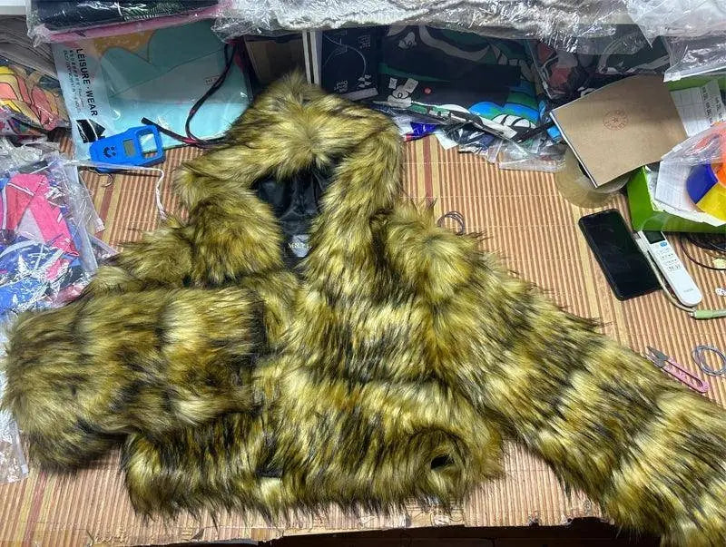 Autumn Furry Cropped Faux Fur Coats Jackets Fluffy Top Coat SS69