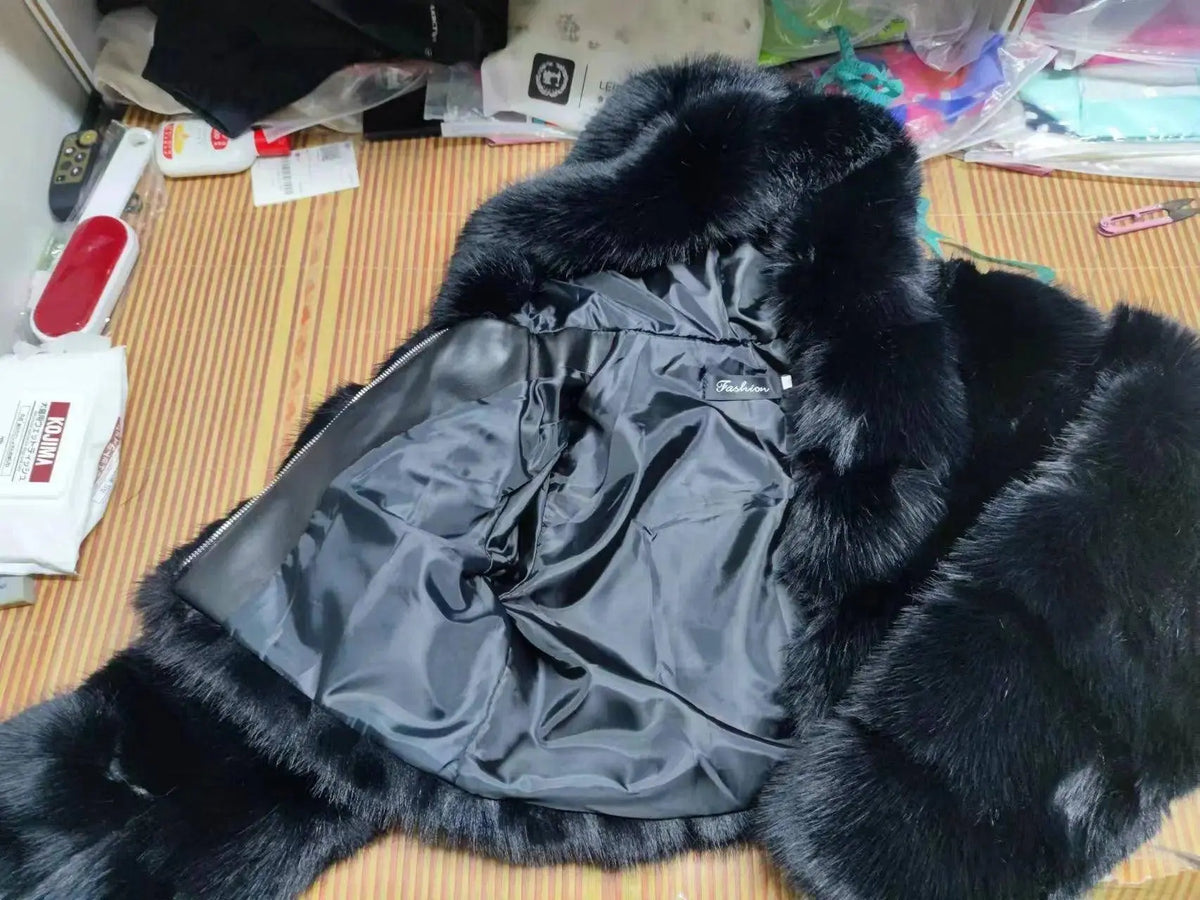 Autumn Furry Cropped Faux Fur Coats Jackets Fluffy Top Coat SS69