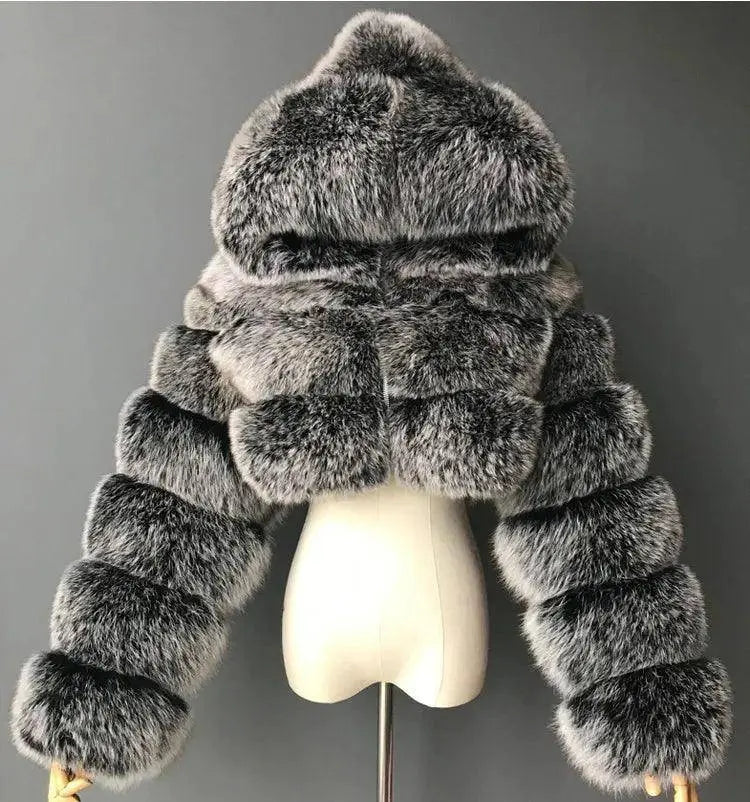 Autumn Furry Cropped Faux Fur Coats Jackets Fluffy Top Coat SS69