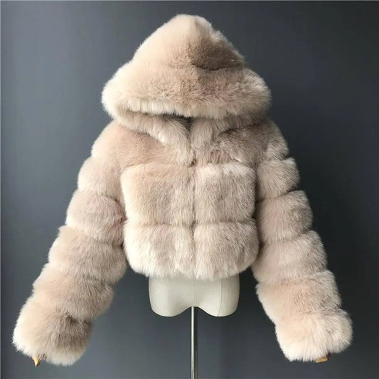 Autumn Furry Cropped Faux Fur Coats Jackets Fluffy Top Coat SS69