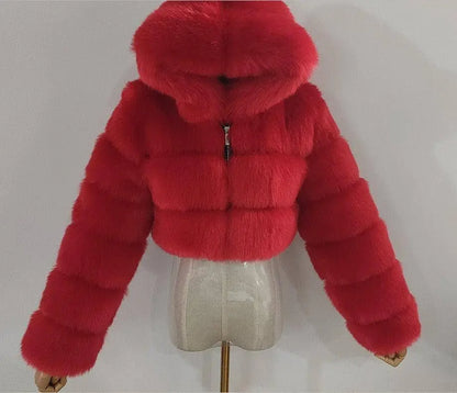 Autumn Furry Cropped Faux Fur Coats Jackets Fluffy Top Coat SS69