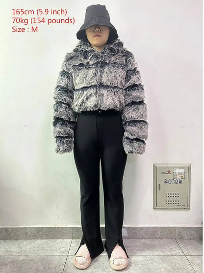 Autumn Furry Cropped Faux Fur Coats Jackets Fluffy Top Coat SS69