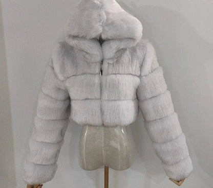 Autumn Furry Cropped Faux Fur Coats Jackets Fluffy Top Coat SS69