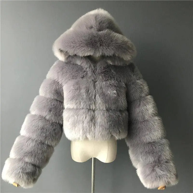 Autumn Furry Cropped Faux Fur Coats Jackets Fluffy Top Coat SS69