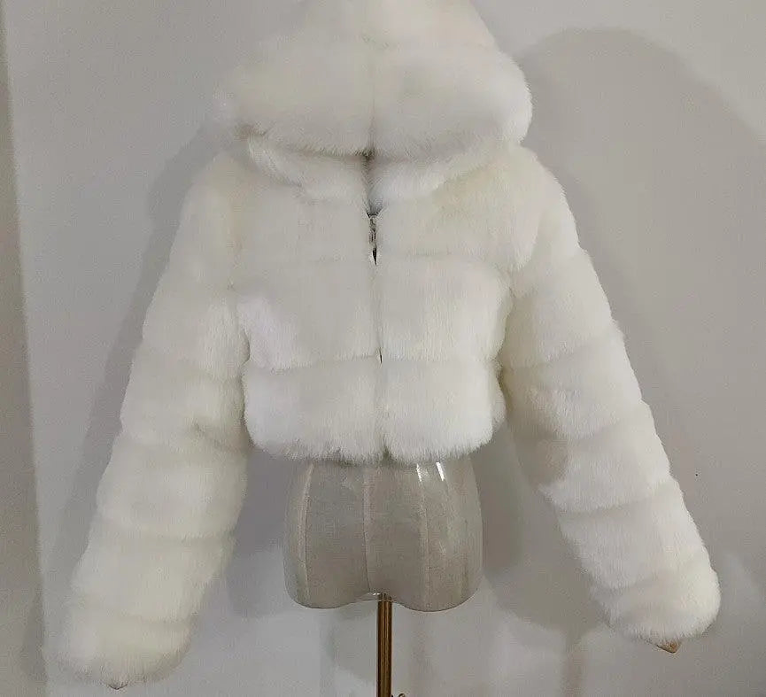 Autumn Furry Cropped Faux Fur Coats Jackets Fluffy Top Coat SS69