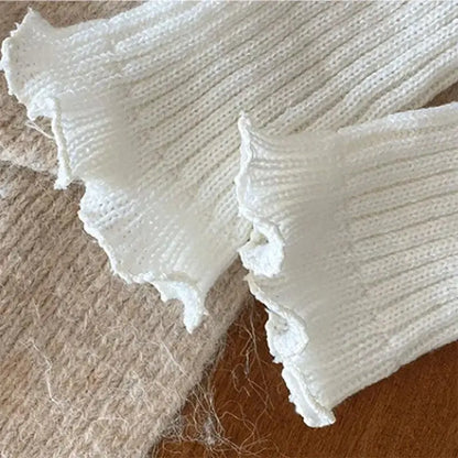 Autumn Winter Children Leg Warmers Lolita Lace Bowknot Knitted Socks Baby Girls Warm Foot Cover Cute Sweet Socks Long Stockings.