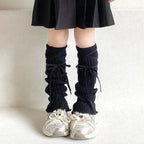 Autumn Winter Children Leg Warmers Lolita Lace Bowknot Knitted Socks Baby Girls Warm Foot Cover Cute Sweet Socks Long Stockings.