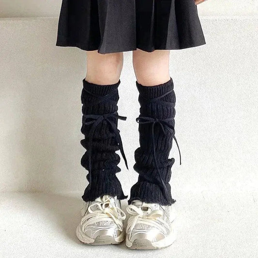 Autumn Winter Children Leg Warmers Lolita Lace Bowknot Knitted Socks Baby Girls Warm Foot Cover Cute Sweet Socks Long Stockings SS69 10.69 black / One Size