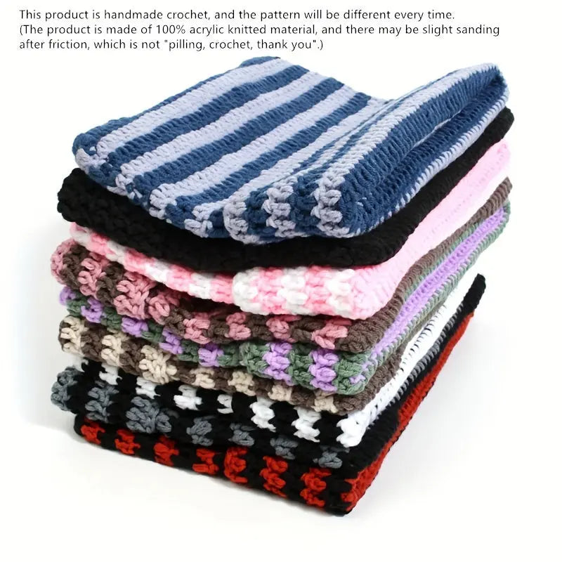 Autumn Winter Cute Cat Ears Cap, Streetwear Beanie Hat, Little Devil Striped Knitted Hat For Men Women, Kawaii Y2k Hat - SS69