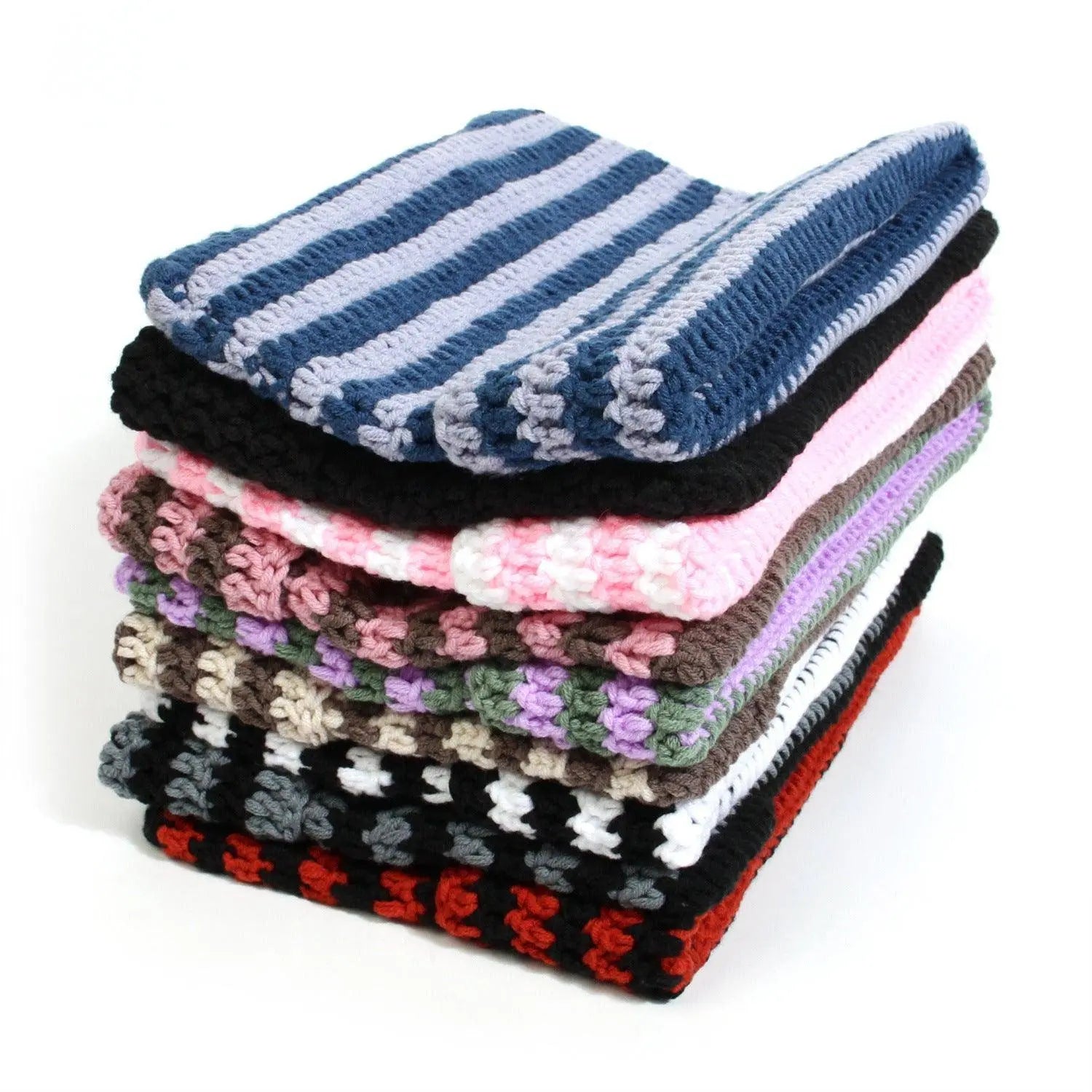 Autumn Winter Cute Cat Ears Cap, Streetwear Beanie Hat, Little Devil Striped Knitted Hat For Men Women, Kawaii Y2k Hat - SS69