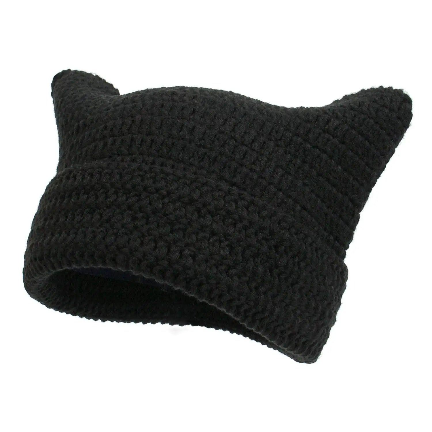 Autumn Winter Cute Cat Ears Cap, Streetwear Beanie Hat, Little Devil Striped Knitted Hat For Men Women, Kawaii Y2k Hat - SS69