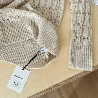 Autumn Winter Woman Korean Fashion Cute Core Sweet 2000s Sweater Elegant Oversize Knitwears Designer Aesthetic Chic Coquette SS69