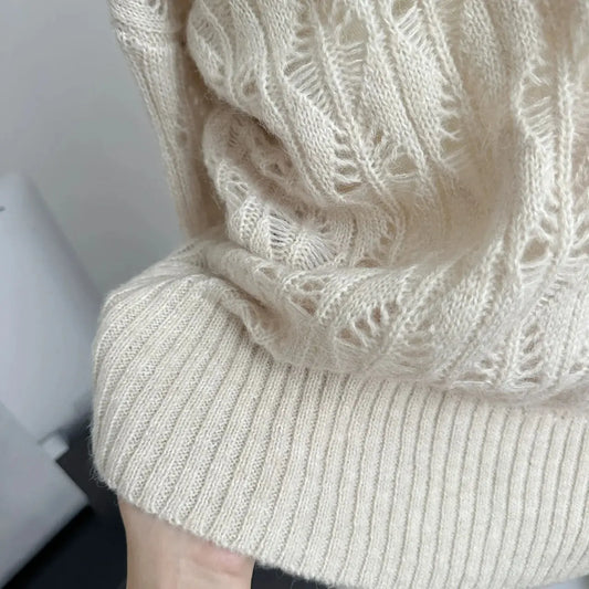 Autumn Winter Woman Korean Fashion Cute Core Sweet 2000s Sweater Elegant Oversize Knitwears Designer Aesthetic Chic Coquette SS69