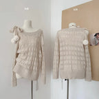 Autumn Winter Woman Korean Fashion Cute Core Sweet 2000s Sweater Elegant Oversize Knitwears Designer Aesthetic Chic Coquette SS69