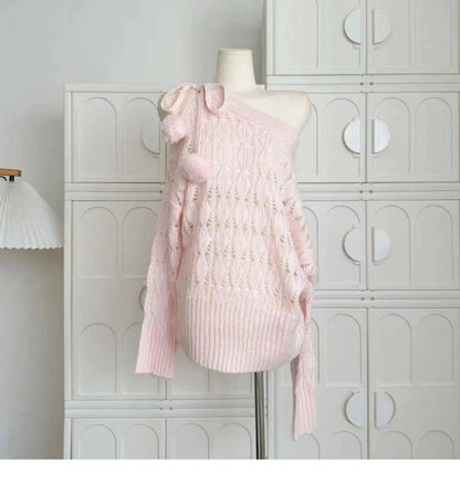 Autumn Winter Woman Korean Fashion Cute Core Sweet 2000s Sweater Elegant Oversize Knitwears Designer Aesthetic Chic Coquette SS69