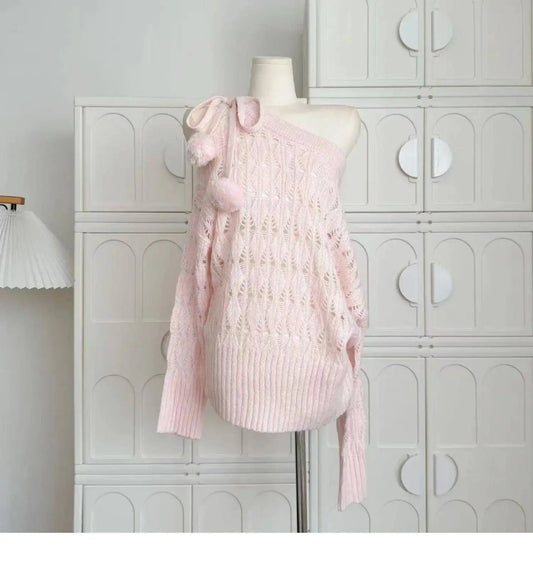 Autumn Winter Woman Korean Fashion Cute Core Sweet 2000s Sweater Elegant Oversize Knitwears Designer Aesthetic Chic Coquette SS69