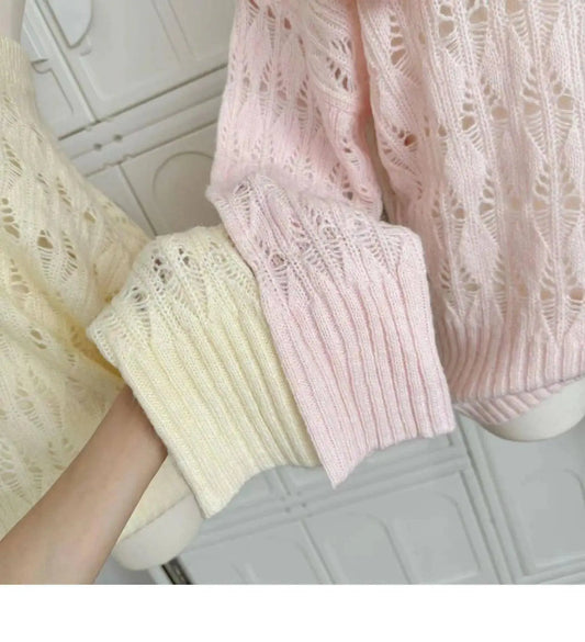 Autumn Winter Woman Korean Fashion Cute Core Sweet 2000s Sweater Elegant Oversize Knitwears Designer Aesthetic Chic Coquette SS69
