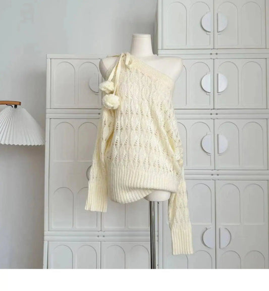 Autumn Winter Woman Korean Fashion Cute Core Sweet 2000s Sweater Elegant Oversize Knitwears Designer Aesthetic Chic Coquette SS69