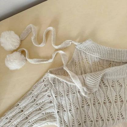 Autumn Winter Woman Korean Fashion Cute Core Sweet 2000s Sweater Elegant Oversize Knitwears Designer Aesthetic Chic Coquette SS69