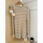 Autumn Winter Woman Korean Fashion Cute Core Sweet 2000s Sweater Elegant Oversize Knitwears Designer Aesthetic Chic Coquette SS69